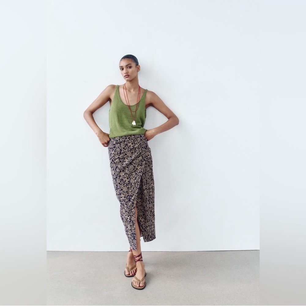 NWT Zara Printed Wrap Skirt